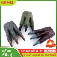 [COD] ถุงมือหุ่นไดโนเสาร์สำหรับเด็ก สุทธิสีแดง TPR ของเล่นยางนุ่มจำลองโมเดลไทแรนโนซอรัสเร็กซ์มือกรงเ