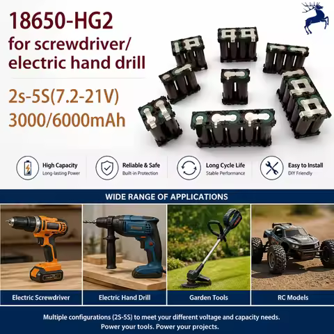 2026 18650 HG2 Li Ion Battery Pack Custom Welded 3000mAh 6000mAh 3.6V 7.4V to 25.2V 2S1P 3S2P 4S1P 4
