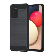 for Samsung Galaxy A03s Soft Slim Carbon Fiber Brushed Line TPU Phone Case Casing Cover