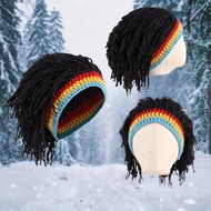 MACTEAM Jamaican Knitted Wig Braid Hat Unisex Hair Hat Handmade Fancy Wig Caps Halloween Ghost House