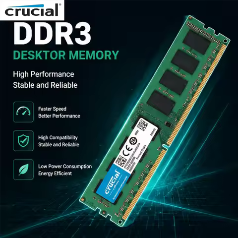 Crucial DDR3 Memory PC RAM DDR3L Dektop 2GB 4GB 8GB 1333mhz 1600mhz 1866mhz DIMM PC3-12800 PC RAM