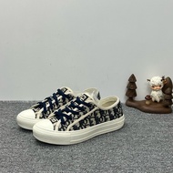DIOR迪奧 Logo老花滿印 帆布鞋 低幫 板鞋 女款 藍色37碼