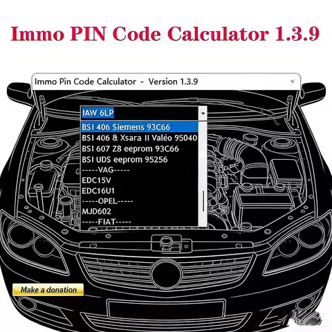 IMMO Pin Code Calculator V1.3.9 with Keygen OBD2 Scanner Auto Car Repair Software to Decode Pin Code