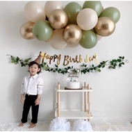 [Ready Stock]•INS GREEN BIRTHDAY BALLOON SET•AVOCADO GOLD SANDWHITE BALLOON GARLAND BACKDROP DECORAT