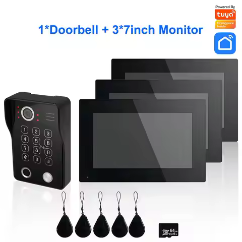 Anjielo Fingerprint 5in 1 Unlock Doorbell Video Intercom for Home Video Doorphone 1080P Tuya Securit