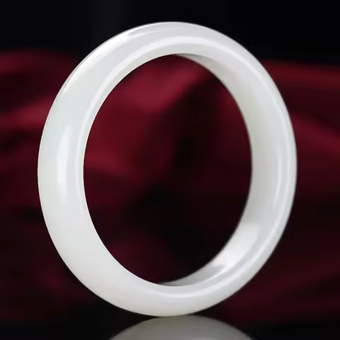 Natural Ice Hetian White Jade Bangles Hand Carved Ladies Wide Strip Bracelet Fashion Girls Luxury Je