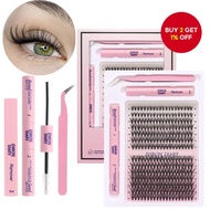 ENRON DIARY Eyelash Enhancement Set - 280 Cluster Eyelashes 30D Mixed Curl, with glue, sealant, appl