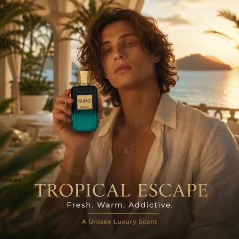 KHADLAJ ISLAND Extrait De Parfum 100ml Unisex Tropical Pineapple Coconut Woody Amber Tonka Sandalwoo