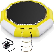 Inflatable Water Trampoline, 10FT/12FT Water Bouncer Floating Rebounder Trampoline w/Electric Pump, 