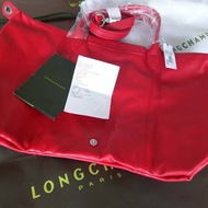 全新正品longchamp hodo款真皮紅色m號手提/斜背包