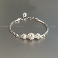 Vòng tay Bạc ta 3 quả Châu Cát cá tính dành cho bé gái từ 8 - 9 - 10 - 11 - 12 tuổi - Lắc tay Bạc th