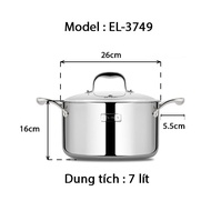 Nồi Inox 3 lớp cao cấp đáy liền Emich Tri-Max XS EL-3749 Size 26cm - Hàng chính hãng bảo hành 36 thá