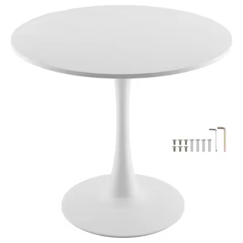 SucceBuy 31.5in Round Dining Table Wood Table for 2-4 Person Modern Circle Furniture Leisure Office 