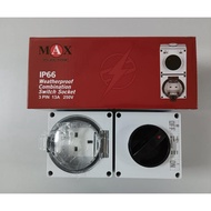 MAX Heavy duty IP66 13A 3pin Waterproof Weatherproof outdoor Switch Socket