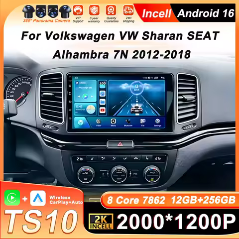 Android 16 Carplay Android Auto For Volkswagen VW Sharan SEAT Alhambra 7N 2012-2018 Car Radio Player