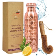 Copper Water Bottle 32 Oz Extra Large, Real Copper Drinking Bottle, Honeycomb Ayurvedic Bottle for D