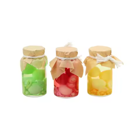 1PC Dollhouse Colorful Assorted Fruit Glass Cans Simulation Miniature Miniature Food Play Model