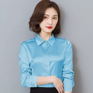 KEMEJA Trendy Shirt Korean Style Long SleeveWanita Jfashion Oni Lightbiru L recommended P8E9 soft co