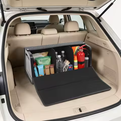 Trunk Organizer, Car Storage Organizer, Car Storage Box with Lid, PU Leather Foldable Trunk Box, 70x