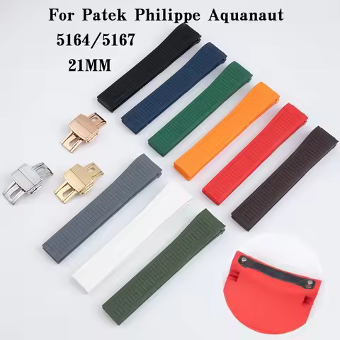 Watch Strap for Patek Philippe Aquanaut Series 5164/5167 21mm Waterproof Anti-Dust Rubber Watchband 
