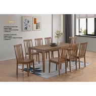 1+ 8 Seater Square Design Wood Dining Set Kayu High Quality Turkey Fabric Chair / Dining Table / Dining Chair / Meja Mak