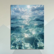 Blue Sky And Azure Sea Depict Calm Waves In Bedroom And Living Room Home Decor,No Frame Canvas Paint