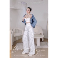 COTTON CANDY Cargo pants vintage Blue Floral Pattern New Oblue