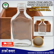 ( TERMURAH ISI 20 ) Botol Madu Kaca 250 ml / Botol gepeng / Botol Kaca Serbaguna / Botol Susu / Boto