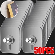 Self Adhesive Wall Hooks, 50 / 10pcs, for Photo Frames and Clocks, Strong Adhesive, Transparent Nail