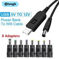 Elough USB to DC Power Cable 5V To 12V Boost Converter 8 Adapters USB to DC Jack Charging Cable