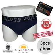 Swiss Polo 3pcs Box Men Cotton Briefs Underwear Thick Waistband High Quality Spender Lelaki