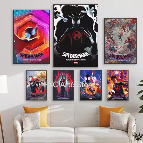 1PCS frameless Canvas Paintings Spider Man Across the Spider Verse Poster Superhero Spiderman Prints
