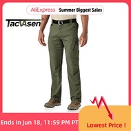 TACVASEN Summer Quick Dry Pants Men Stretch Military Tactical Pants Multi-Pocket Airsoft Trousers Lightweight Workout Hike Pants