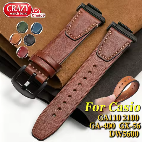 16mm Leather Watch Strap for GA110 2100 DW5600 GA-400 GX-56 Sports Belt Men's Wristband Bracelet Rep