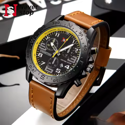 NS Business Sports Fashion Creative Leather Quartz Calendar 3ATM Waterproof Outdoor Sports Men's wat
