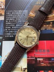 Tudor 9073/5 18K金套，70年代古董日曆自動表 , 香檳金表面鏡少花，34mm 不計的，勞的勞底, 代用皮帶和扣，淨表。vintage Tudor 9073/5. 18K gold bezel &amp; gold filled  , automatic date 34mm size  , Rolex crown &amp; back , little scratch in glass ,third party band &amp; buckle, watch only .
