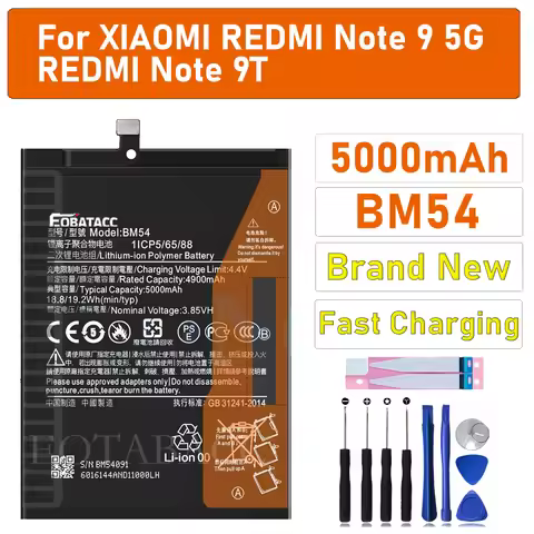 2026 Years 100% New BM54 5000mAh Phone Battery For Xiaomi Redmi Note 9T Note9T 5G Replacement Batter