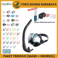 Mydive Combo Set Mask Sphero Snorkel Folding Nautilus Flexible Low Volume Mask Apnea Freedive Freedi