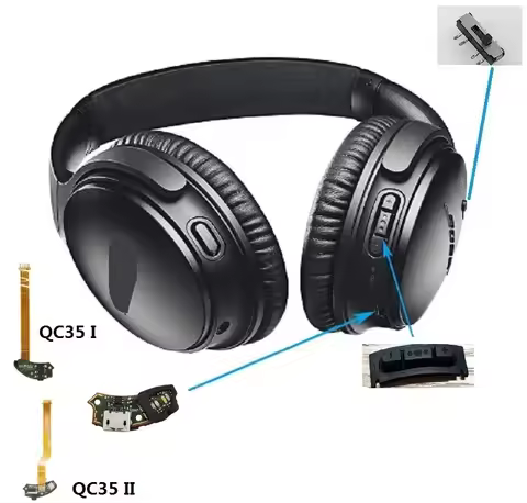 Repair PCB Parts for Bose QuietComfort 35 QC35 I QC35 II Headphones,Power Switch,Power-on,Charger po
