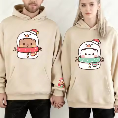 Santa Dudu Christmas Hoodie Panda Bear Bubu and Dudu Couples Hoodie Unisex Kawaii Sweatshirt Cartoon