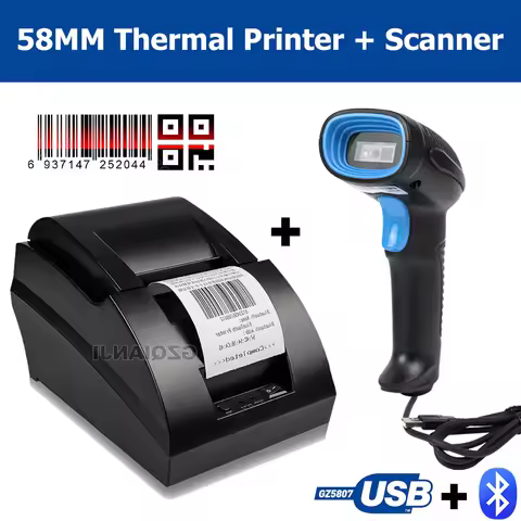 58mm Thermal USB Bluetooth 2 inch Receipt Bill Printer Barcode Scanner Laser 1D Code Reader Pos Syst