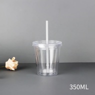 350Ml/450Ml/650Ml DIY Smoothie Cup Drink Clear Tumbler With Straw Reusable Transparent Double-Layer
