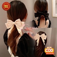 Korean Hair Clips for Adult Women, Hair Clips, Large Ribbon Model, Plain, Quality Silk Satin Fabric 
