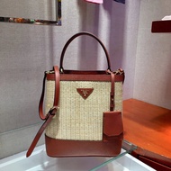 Exclusive First Launch 1BA212 Original Order 2019 New Style Raffia Series Imported Saffiano Leather 