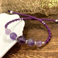 紫色系水晶 紫晶 紫幽靈 南美蠟線編繩手鍊