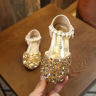 Silver Flat Princess Shoes for Girls Childrens Performance Sandals Diamond Embellished Ballet Flats 