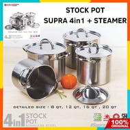 SUPRA 4 IN 1 STAINLESS STEEL STOCK POT + STEAMER