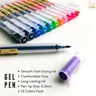 BujoWorld 12 Colors Gel Pens Set 0.5mm Colour Ink Pen muji Style Marker Writing Stationery Student Writing Pen Art Gift