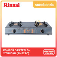 Rinnai RI 522 C Kompor Gas Stove 2 Tungku Teflon RI-522 C / RI522 C / RI 522C - Hitam