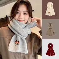 Cute Dog Knitted Scarf For Women, Winter Warm Plush Puppy Embroidery Neck Warmer, Soft R8d2